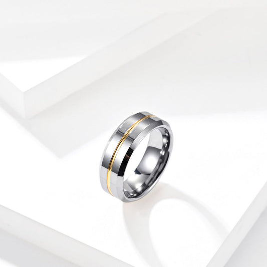 Blue Tungsten Steel Slotted Men's Ring Simple Blue Ribbon Tungsten Gold Anti-rub Thumb Ring Bracelet